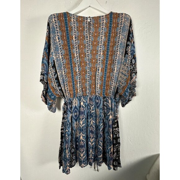 Free People Mixed Print Bohemian Style Romper Medium Dolman Sleeve Wide-Leg - Picture 2 of 8